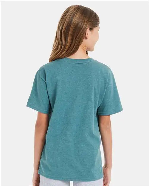 Hanes 498y Perfect-t Youth T-shirt - Cactus Heather