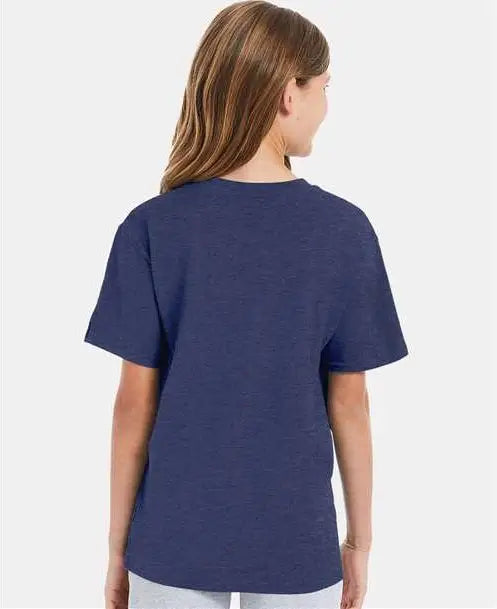 Hanes 498y Perfect-t Youth T-shirt - Heather Navy