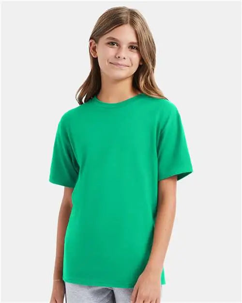 Hanes 498y Perfect-t Youth T-shirt - Kelly Green - Xs