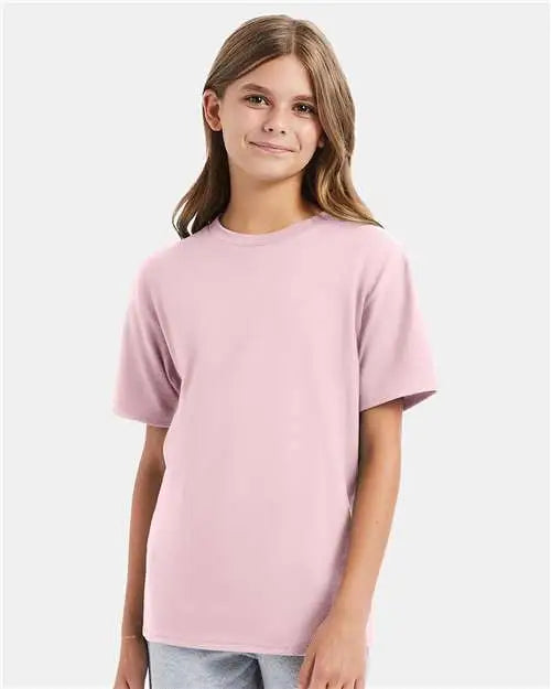 Hanes 498y Perfect-t Youth T-shirt - Pale Pink