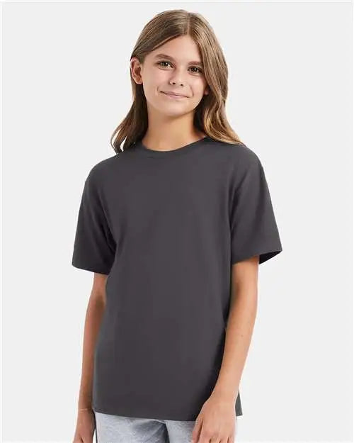 Hanes 498y Perfect-t Youth T-shirt - Smoke Grey