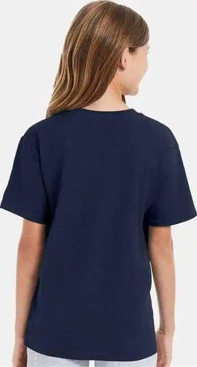 Hanes 498y Perfect t Youth Shirt Heather Navy