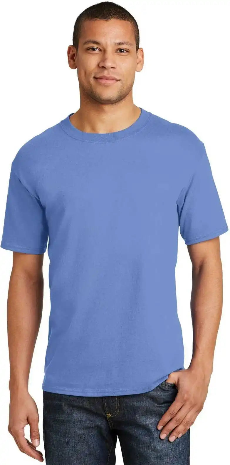 Hanes 5180 Beefy t 100% Cotton Shirt Carolina Blue