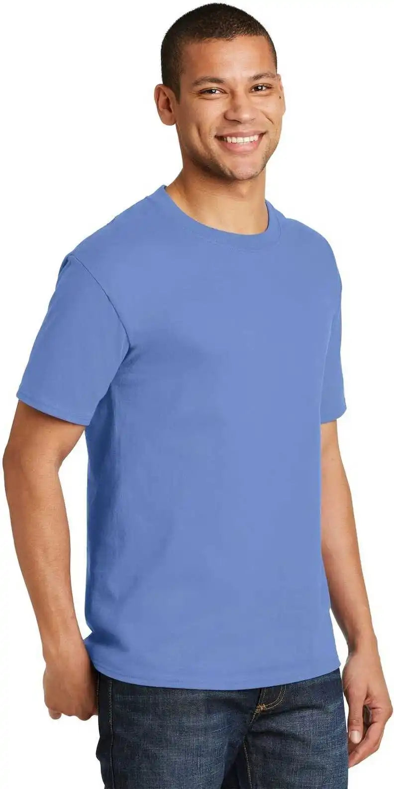 Hanes 5180 Beefy t 100% Cotton Shirt Carolina Blue