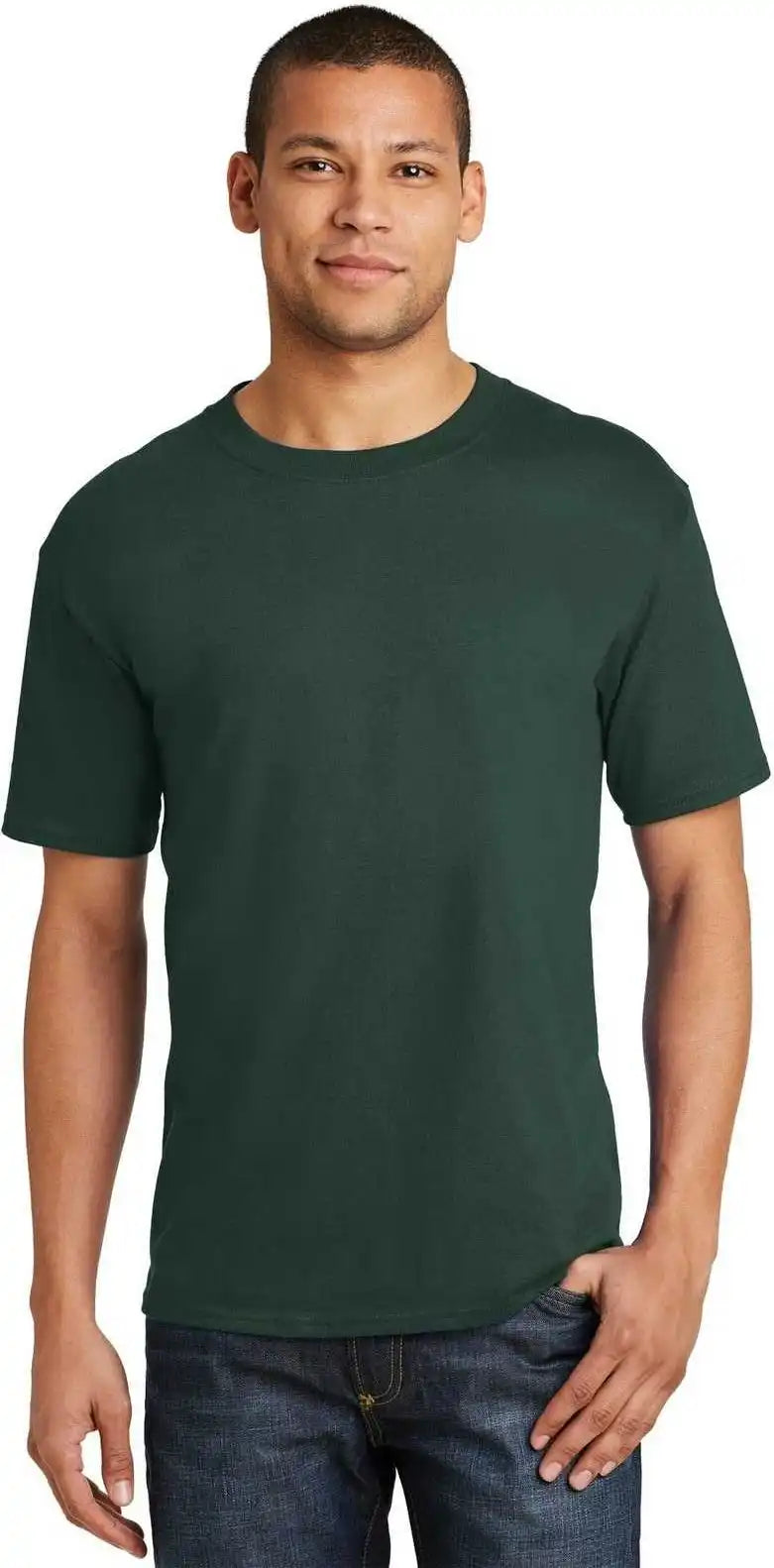 Hanes 5180 Beefy t 100% Cotton Shirt Deep Forest