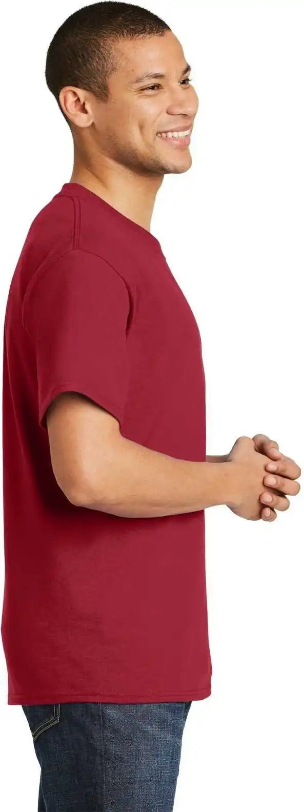 Hanes 5180 Beefy t 100% Cotton Shirt Deep Red