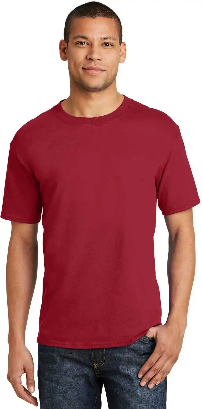 Hanes 5180 Beefy t 100% Cotton Shirt Deep Red