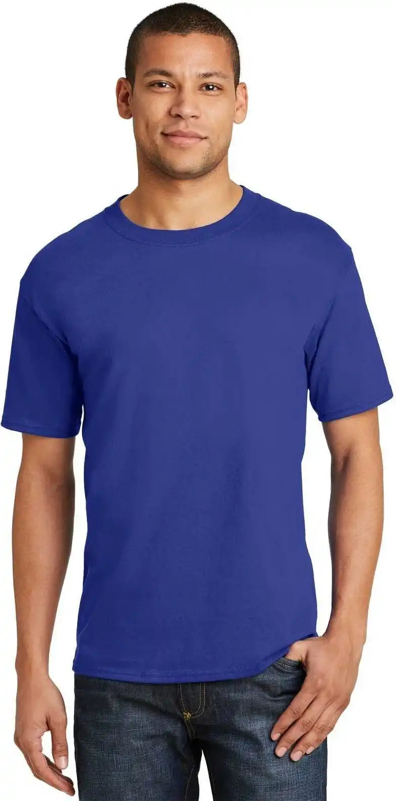 Hanes 5180 Beefy t 100% Cotton Shirt Deep Royal