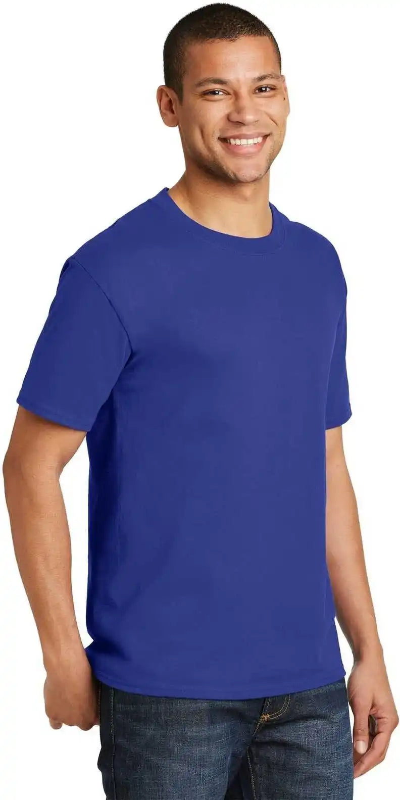 Hanes 5180 Beefy t 100% Cotton Shirt Deep Royal