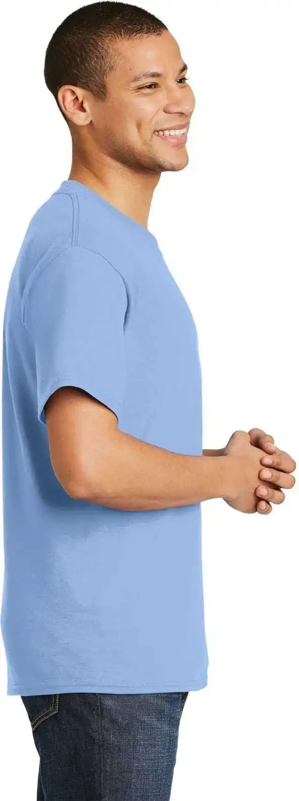 Hanes 5180 Beefy t 100% Cotton Shirt Light Blue