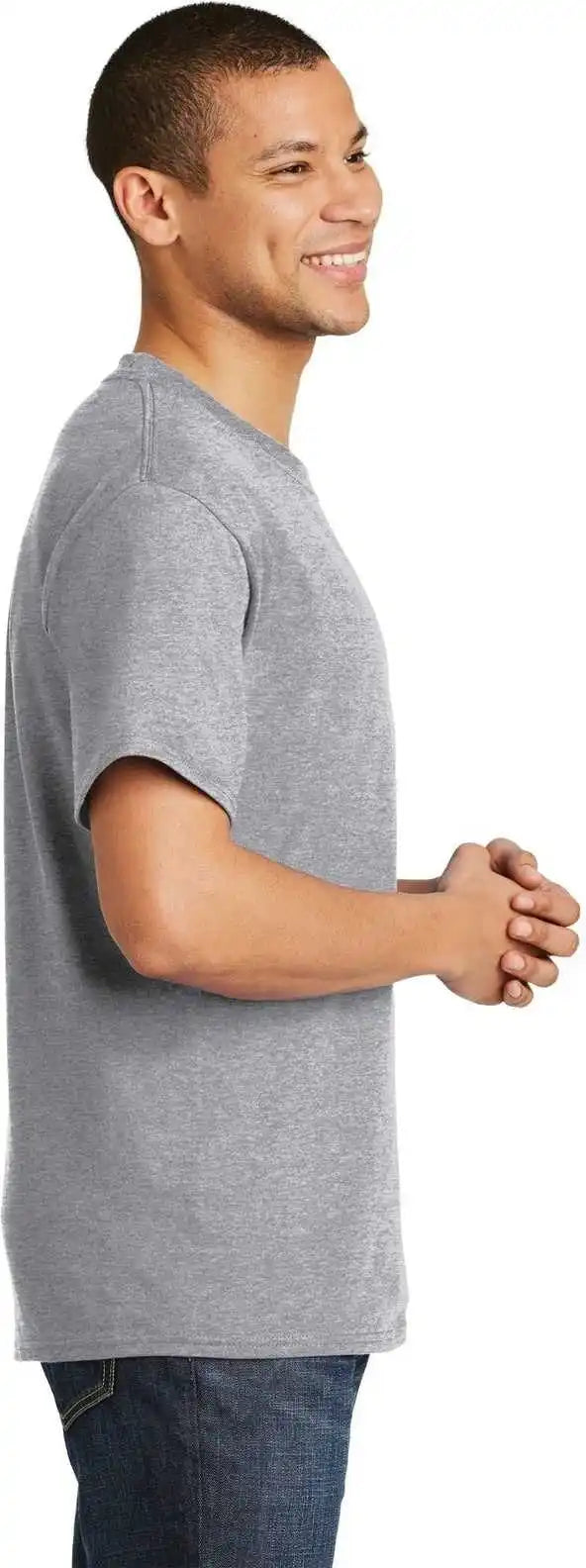 Hanes 5180 Beefy t 100% Cotton Shirt Light Steel