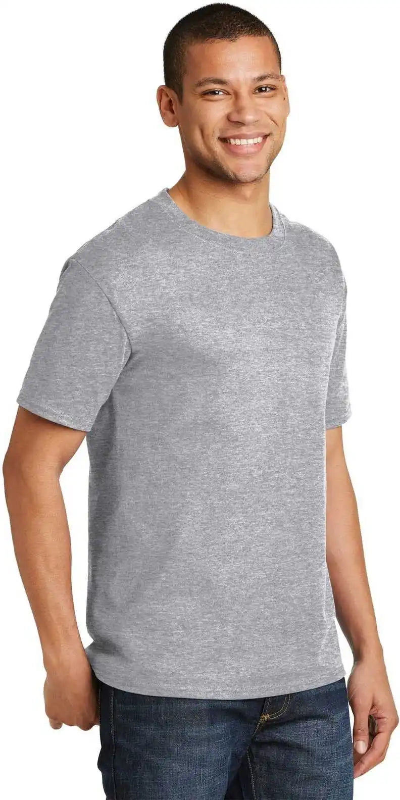 Hanes 5180 Beefy t 100% Cotton Shirt Light Steel
