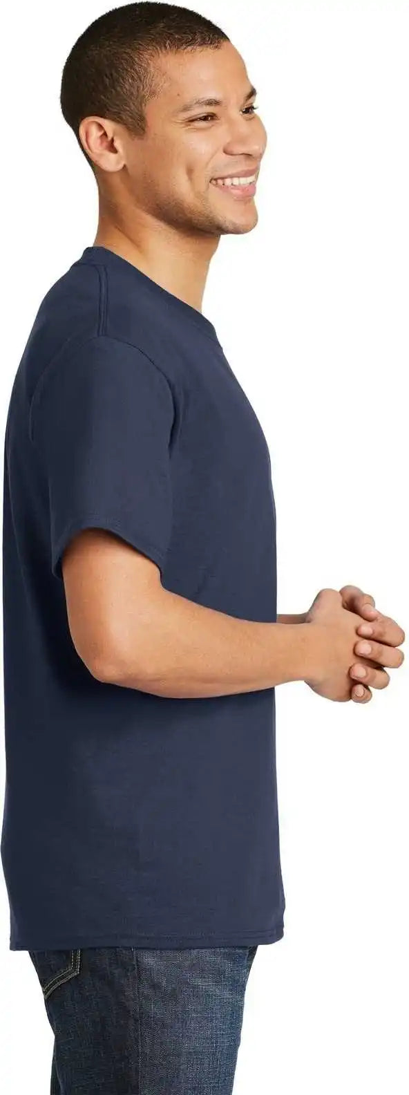 Hanes 5180 Beefy t 100% Cotton Shirt Navy