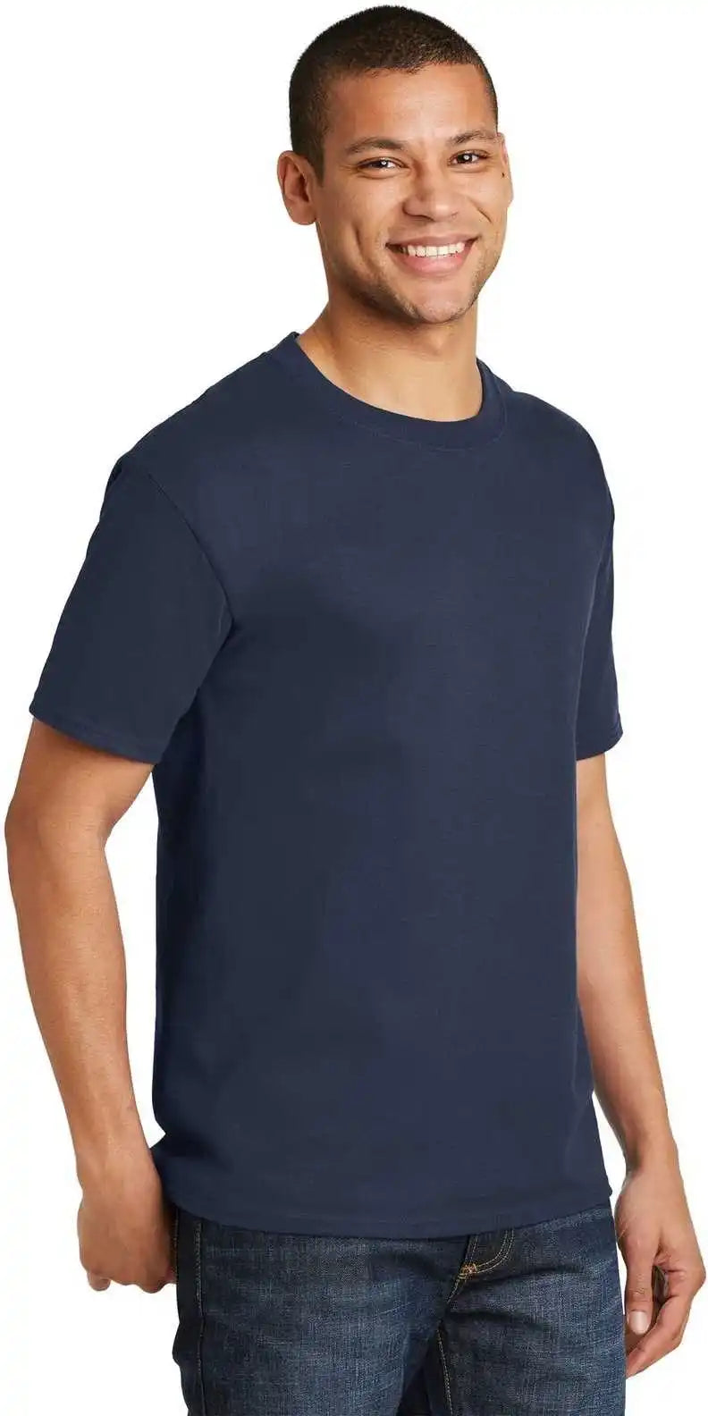 Hanes 5180 Beefy t 100% Cotton Shirt Navy