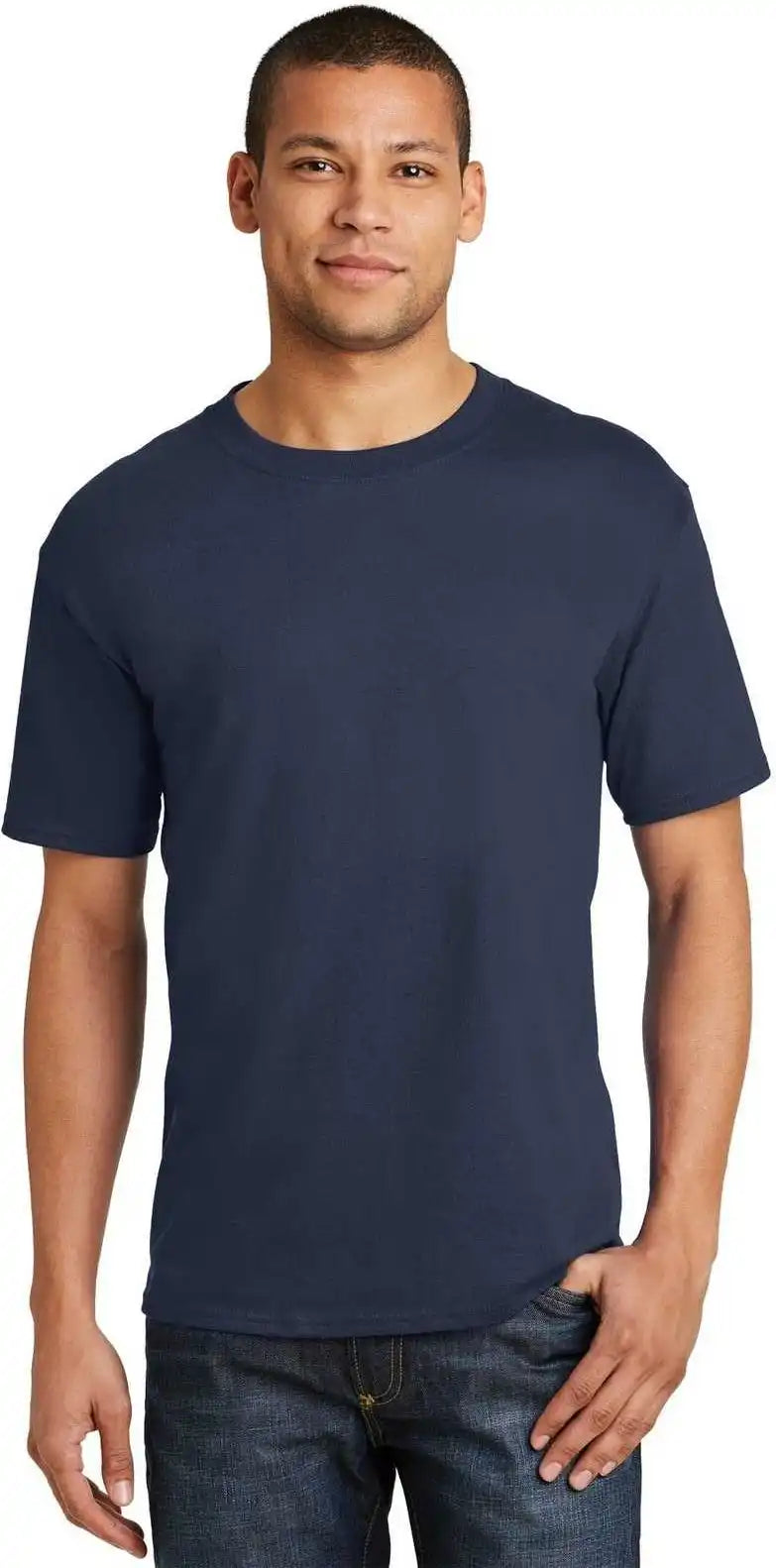 Hanes 5180 Beefy t 100% Cotton Shirt Navy