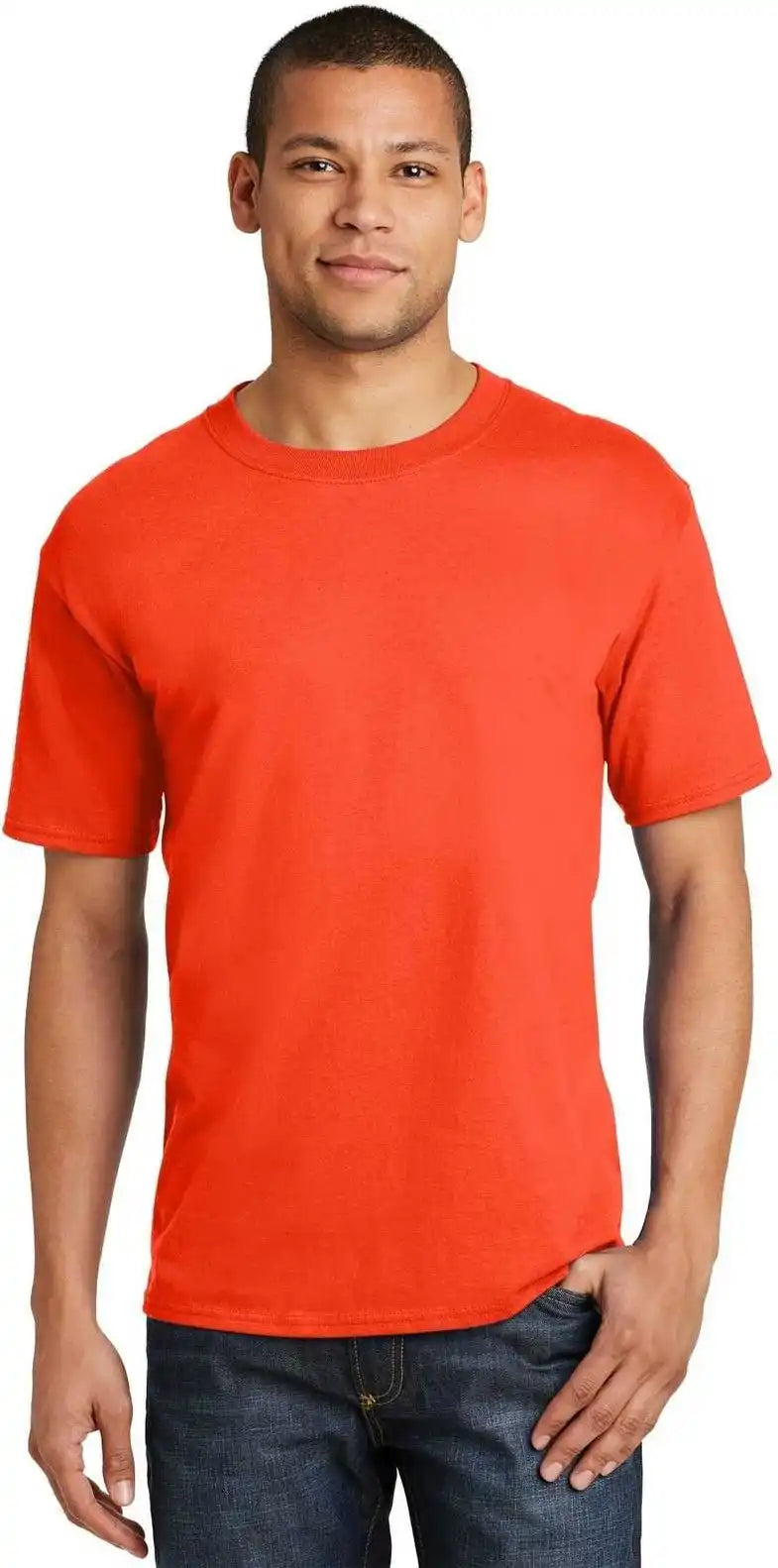 Hanes 5180 Beefy t 100% Cotton Shirt Orange