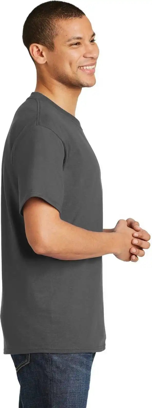 Hanes 5180 Beefy t 100% Cotton Shirt Smoke Gray