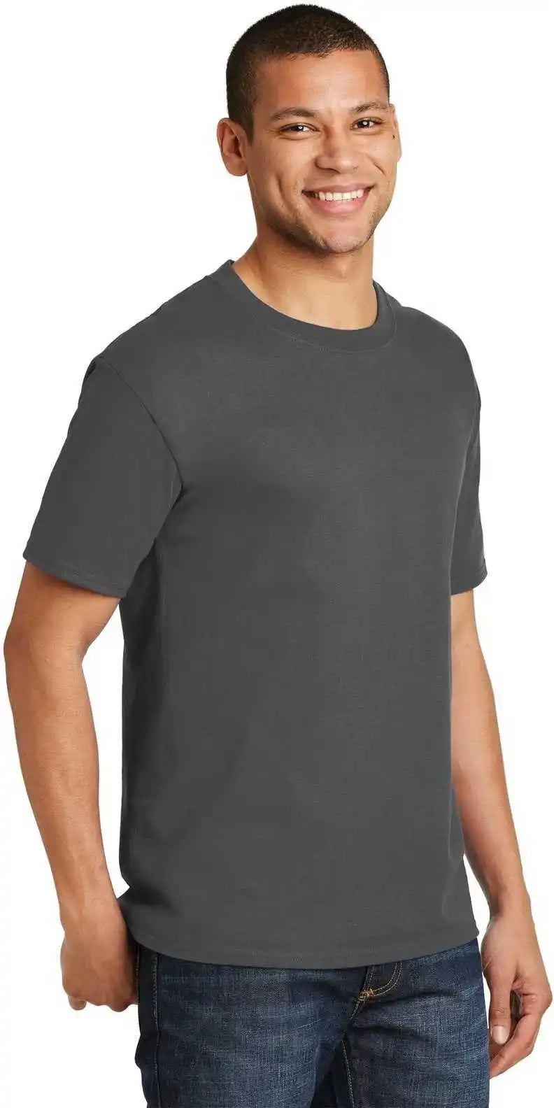 Hanes 5180 Beefy t 100% Cotton Shirt Smoke Gray