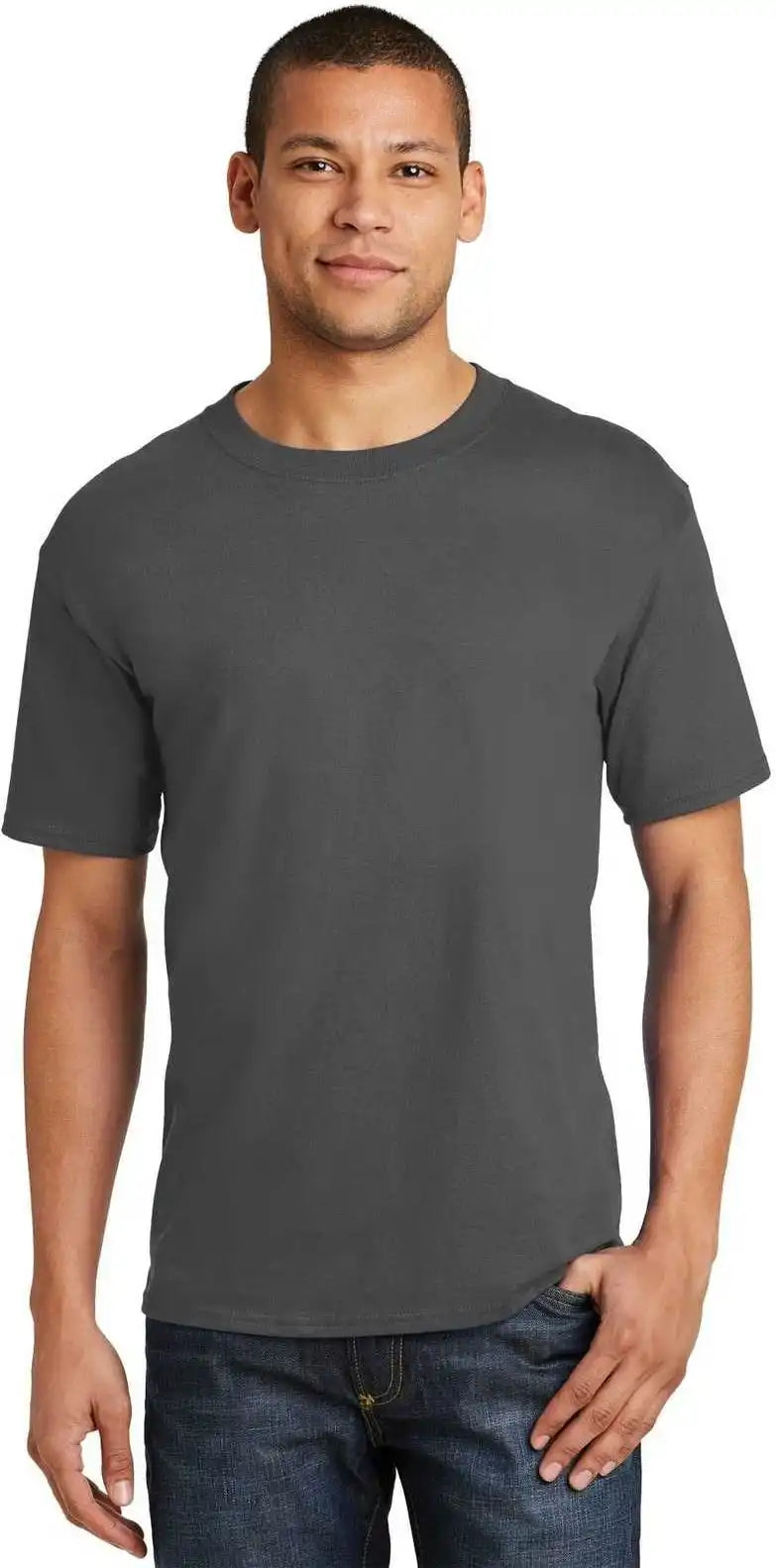 Hanes 5180 Beefy t 100% Cotton Shirt Smoke Gray