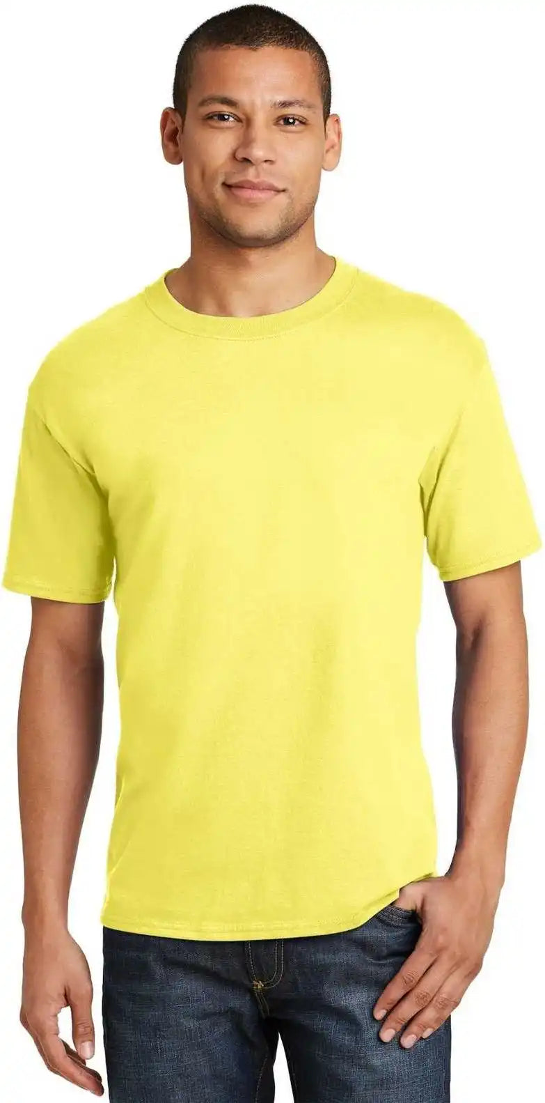 Hanes 5180 Beefy t 100% Cotton Shirt Yellow