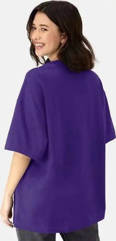 Hanes 5180r Beefy-t Retro Street T-shirt - Athletic Purple