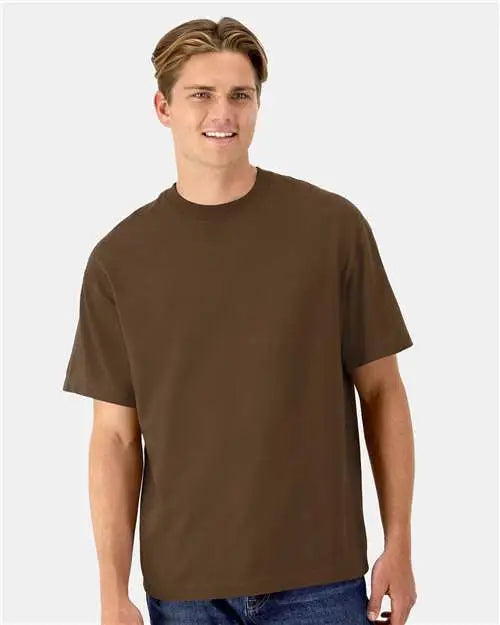 Hanes 5180r Beefy-tâ Retro Street T-shirt - Army Brown