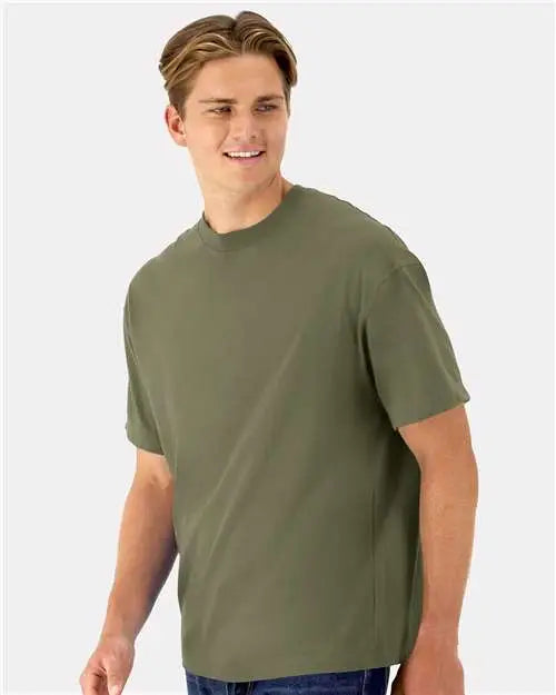Hanes 5180r Beefy-tâ Retro Street T-shirt - Fatigue Green
