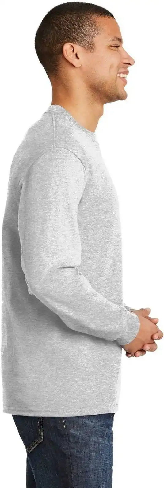 Hanes 5186 Beefy t 100% Cotton Long Sleeve Shirt Ash