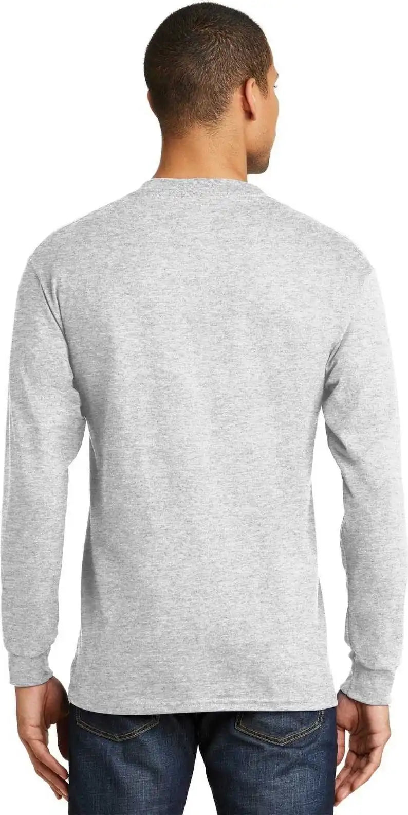 Hanes 5186 Beefy t 100% Cotton Long Sleeve Shirt Ash