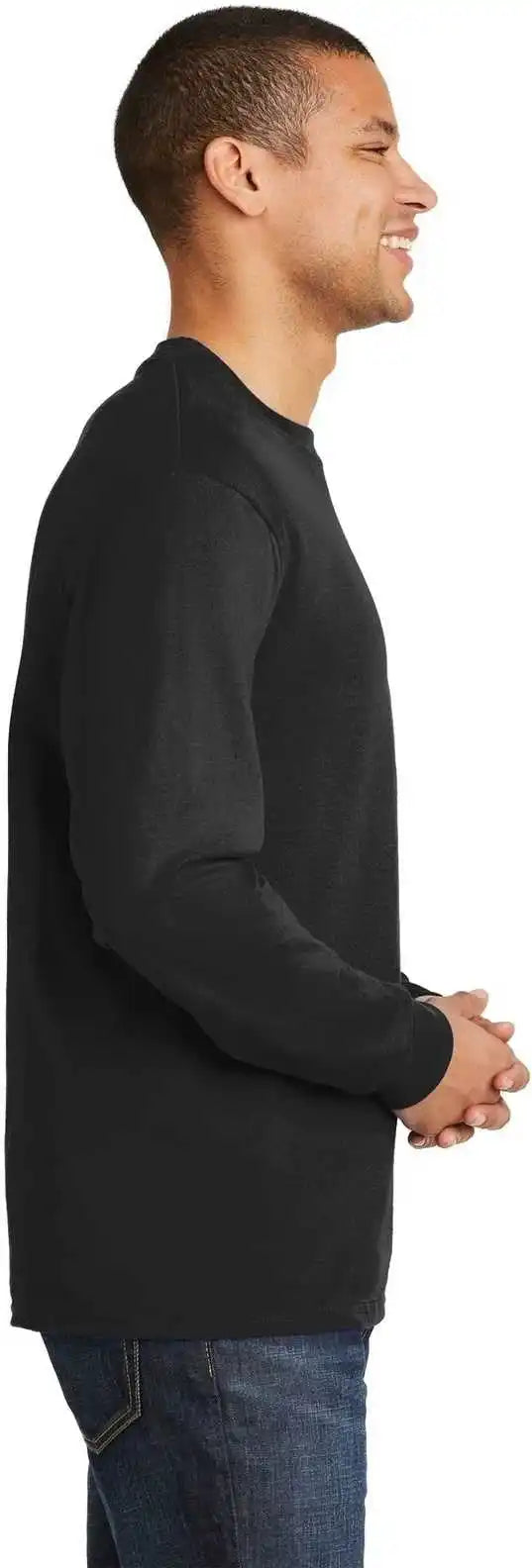 Hanes 5186 Beefy t 100% Cotton Long Sleeve Shirt Black