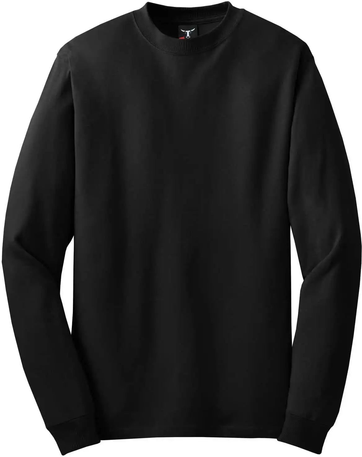 Hanes 5186 Beefy t 100% Cotton Long Sleeve Shirt Black