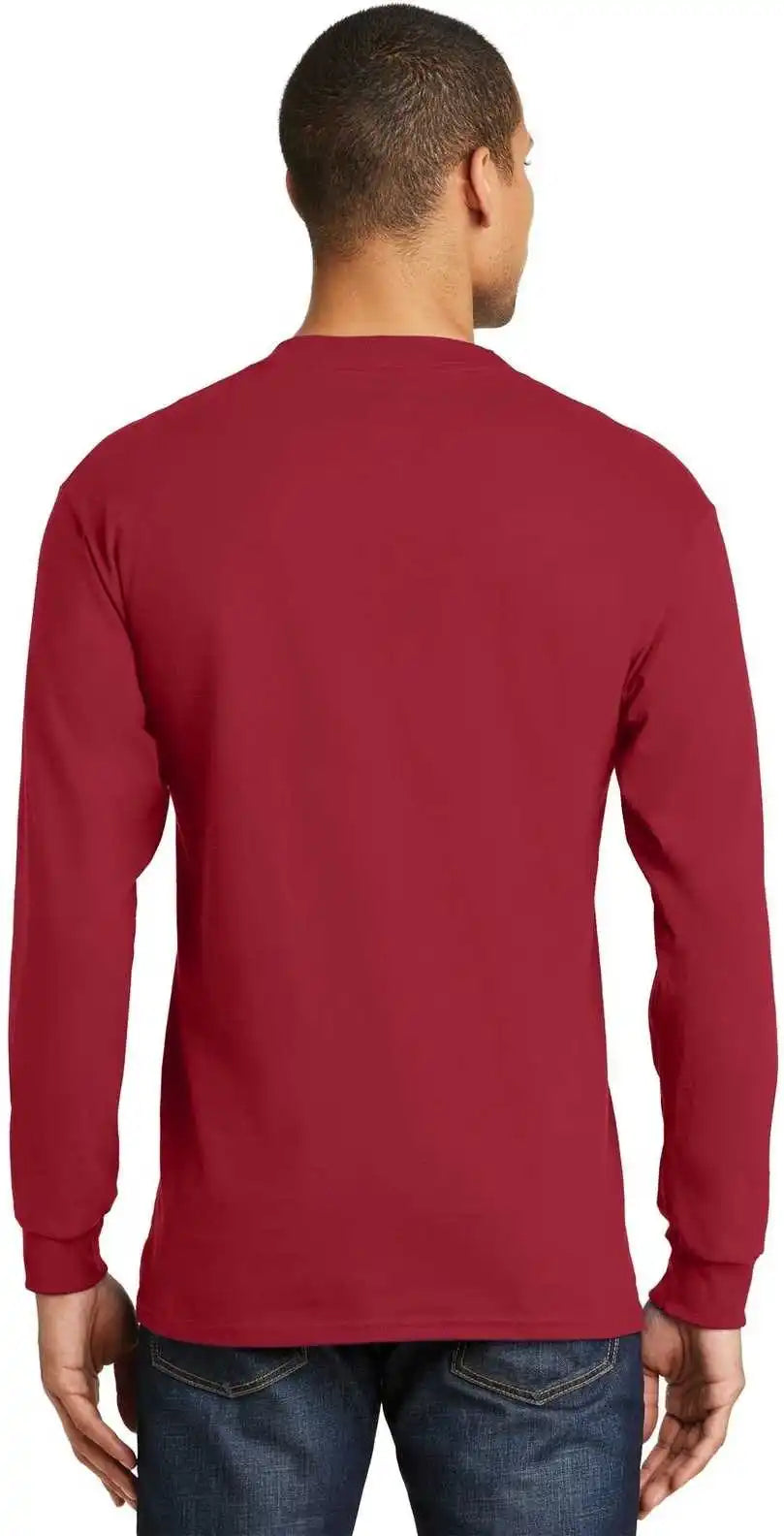Hanes 5186 Beefy t 100% Cotton Long Sleeve Shirt Deep Red