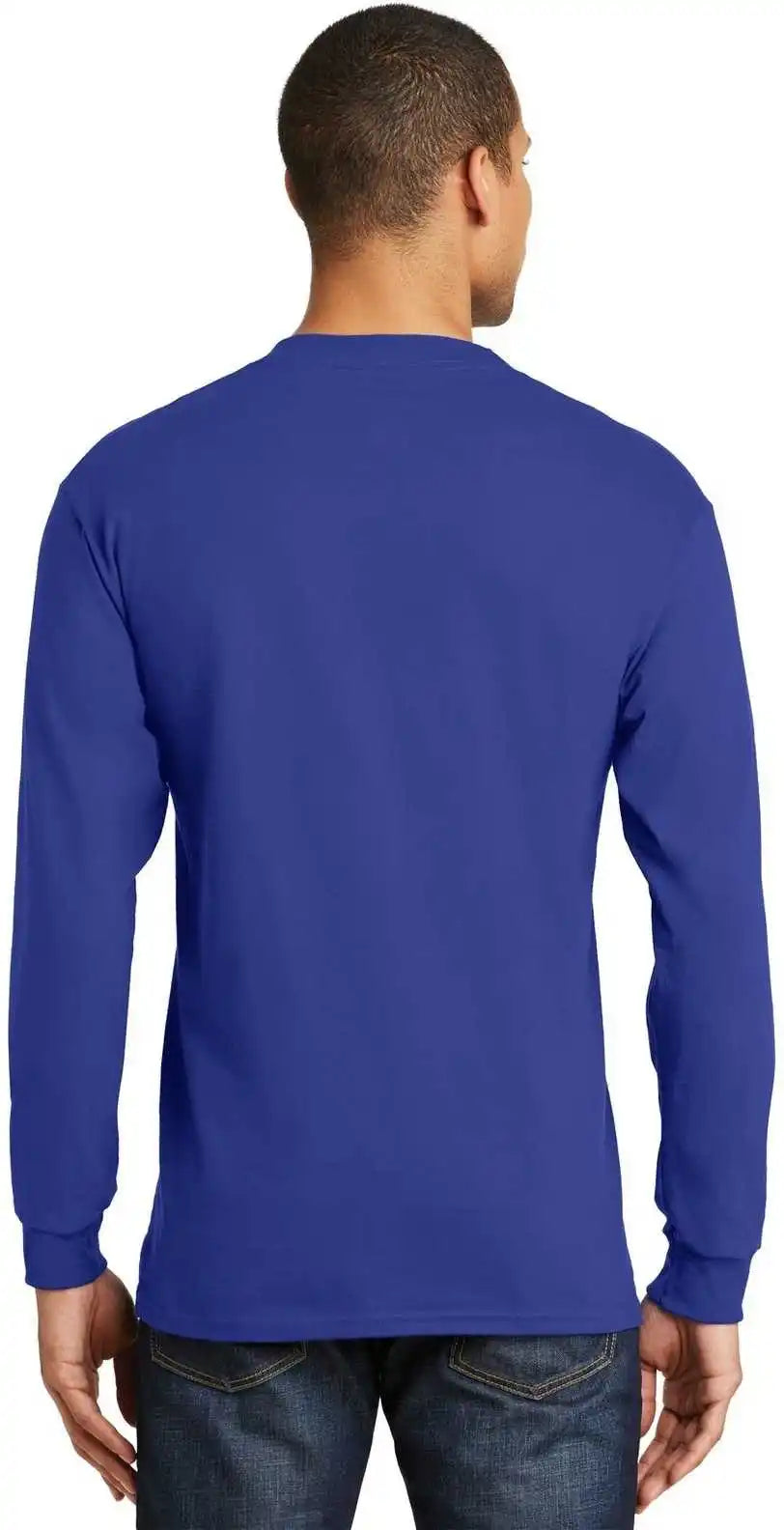 Hanes 5186 Beefy t 100% Cotton Long Sleeve Shirt Deep Royal