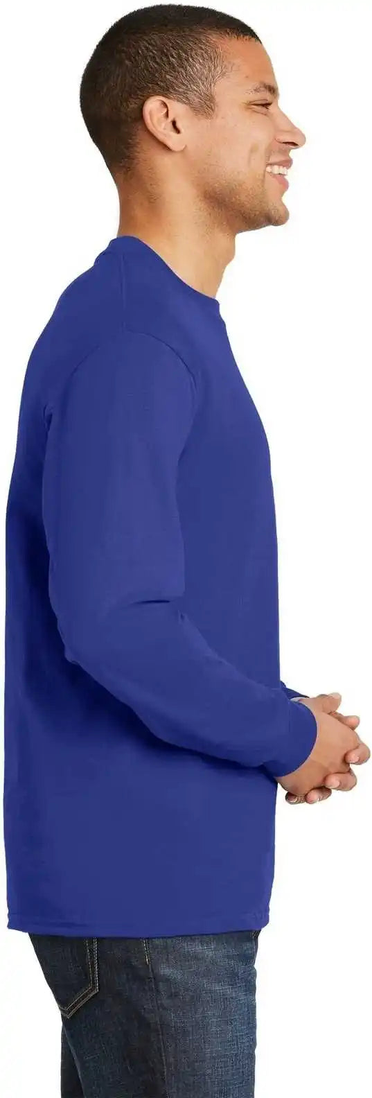 Hanes 5186 Beefy t 100% Cotton Long Sleeve Shirt Deep Royal