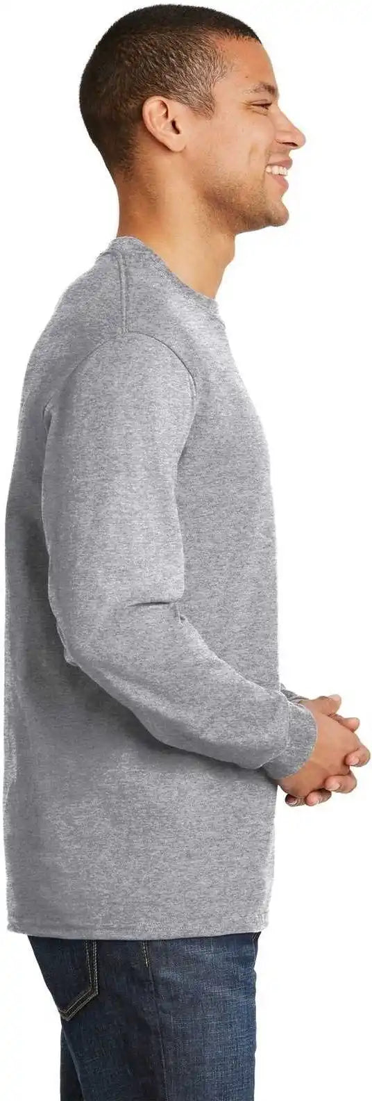 Hanes 5186 Beefy t 100% Cotton Long Sleeve Shirt Light Steel