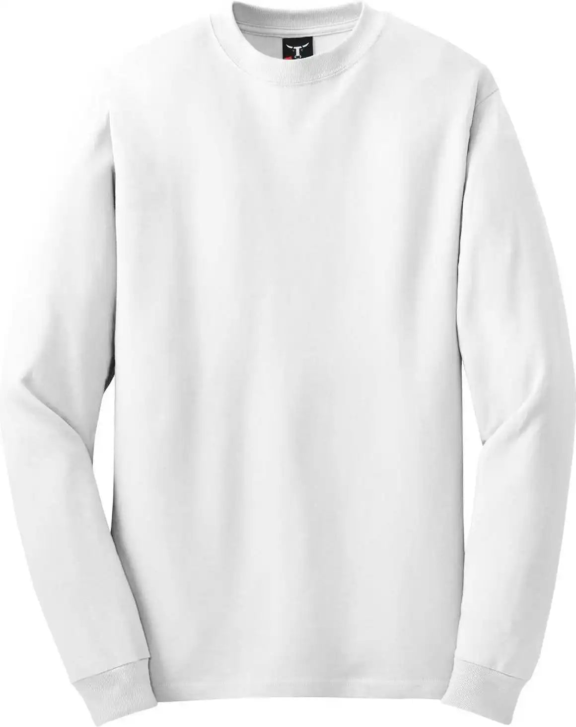Hanes 5186 Beefy t 100% Cotton Long Sleeve Shirt White