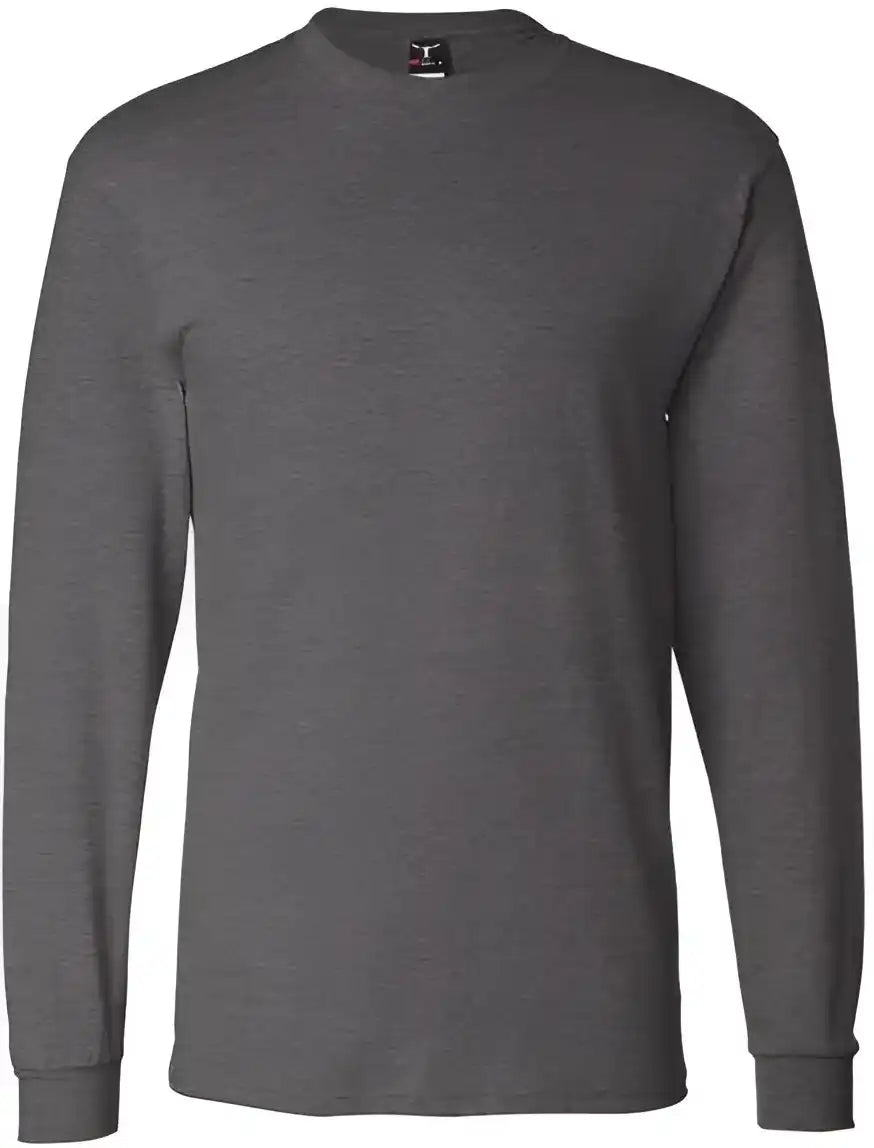 Hanes 5186 Beefy-t Long Sleeve T-shirt - Charcoal Heather