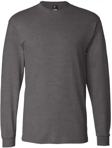 Hanes 5186 Beefy t Long Sleeve Shirt Charcoal Heather