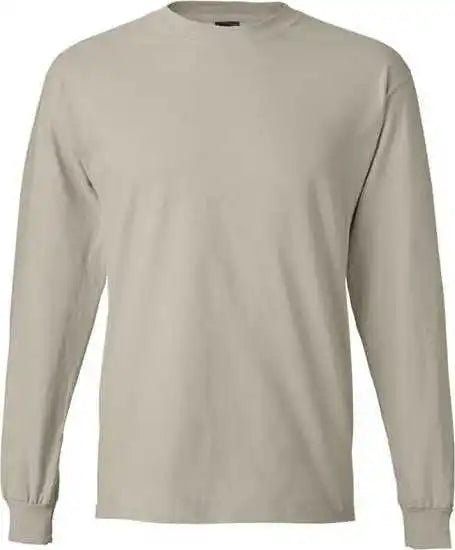 Hanes 5186 Beefy t Long Sleeve Shirt Sand
