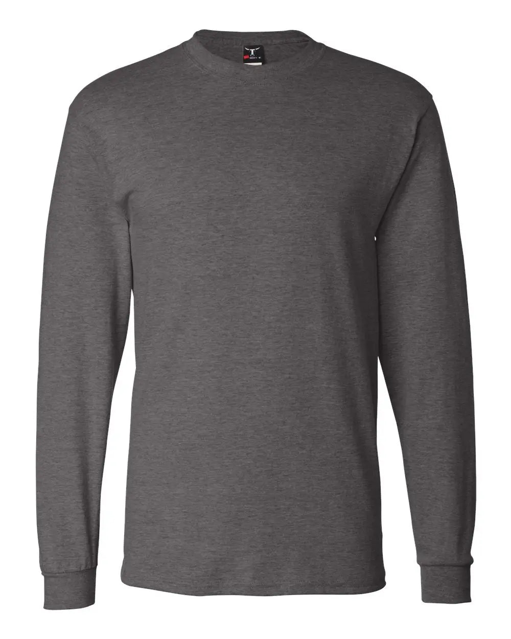 Hanes 5186 Beefy-t® Long Sleeve T-shirt - Charcoal Heather - Dark Gray / s