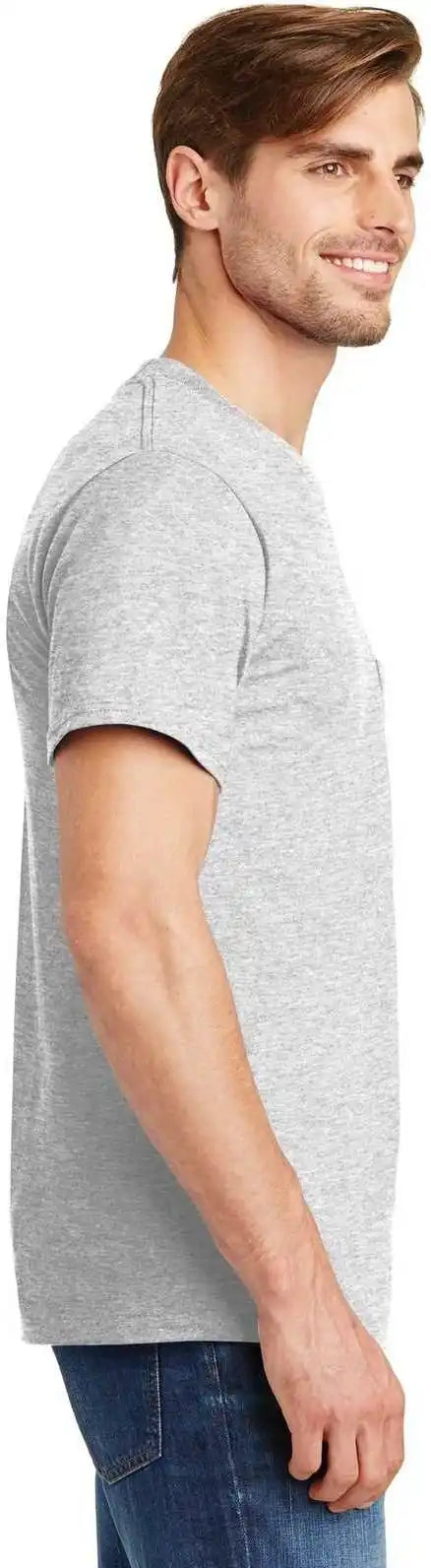 Hanes 5190 Beefy t 100% Cotton Shirt with Pocket Ash
