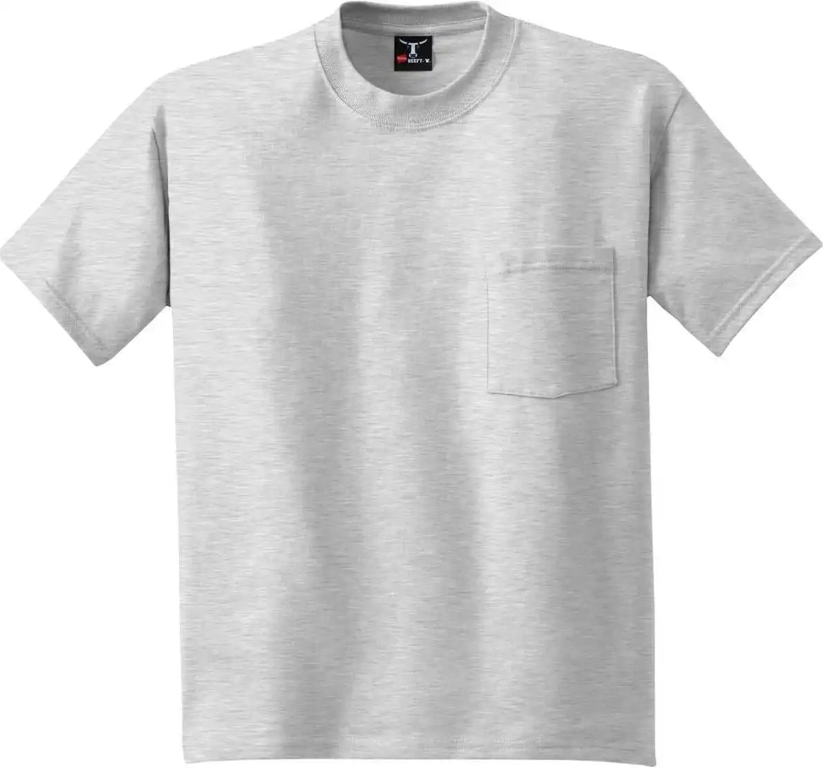 Hanes 5190 Beefy t 100% Cotton Shirt with Pocket Ash