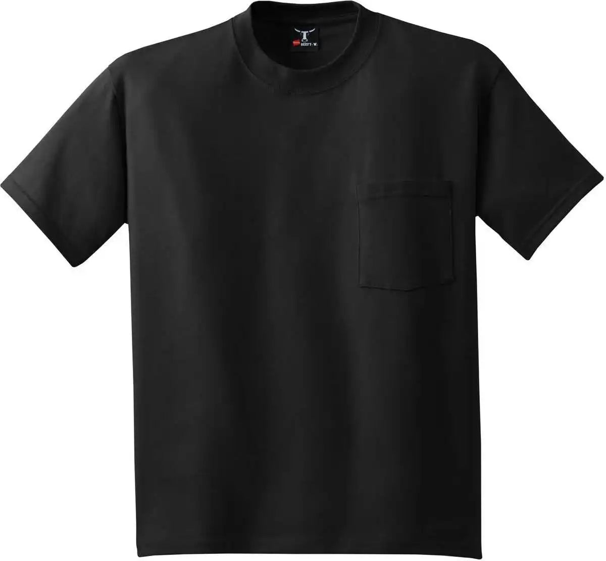 Hanes 5190 Beefy t 100% Cotton Shirt with Pocket Black
