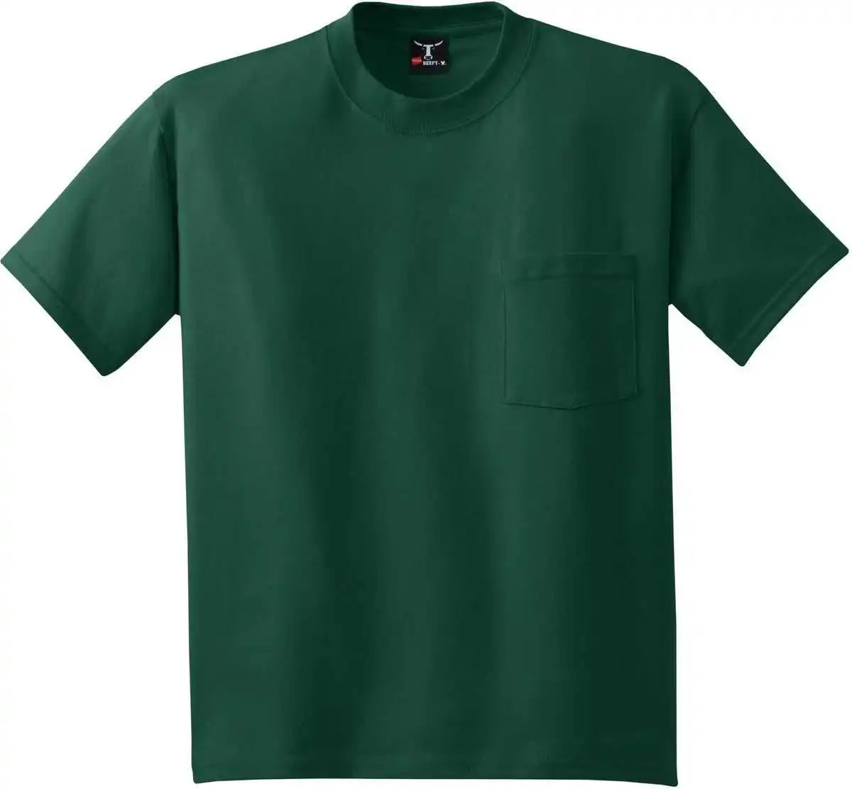 Hanes 5190 Beefy t 100% Cotton Shirt with Pocket Deep Forest
