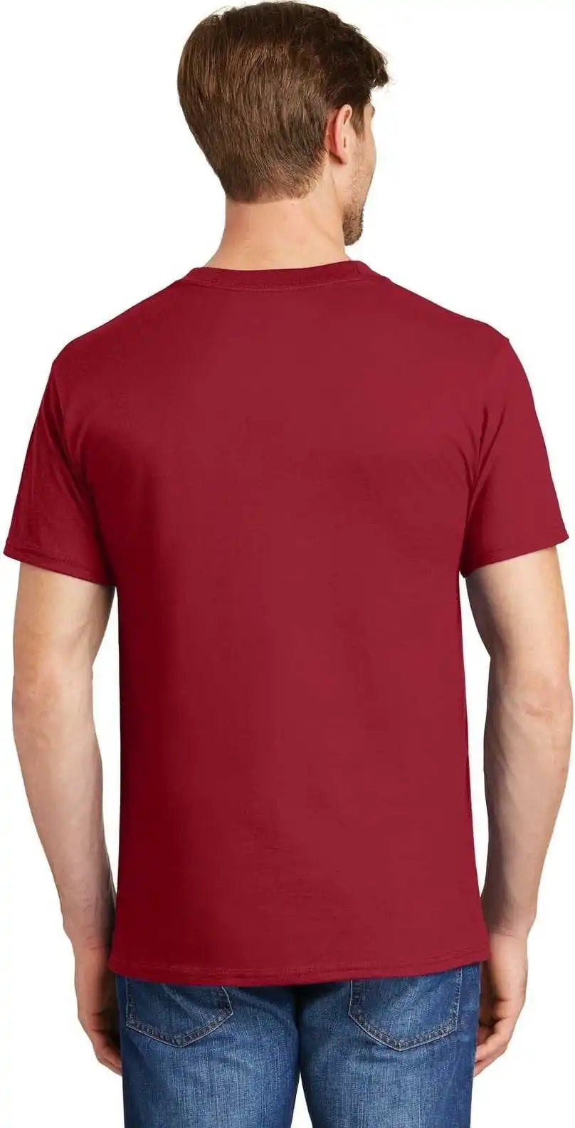 Hanes 5190 Beefy t 100% Cotton Shirt with Pocket Deep Red