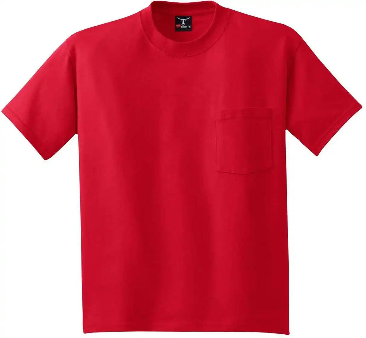 Hanes 5190 Beefy t 100% Cotton Shirt with Pocket Deep Red