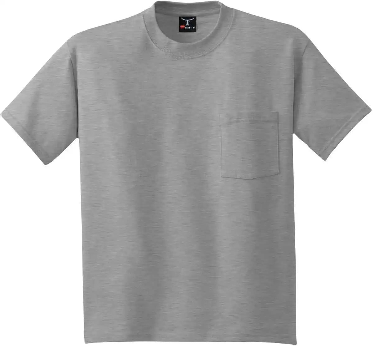 Hanes 5190 Beefy t 100% Cotton Shirt with Pocket Light Steel