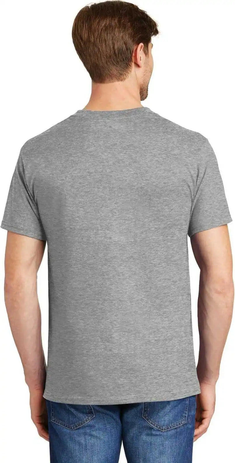 Hanes 5190 Beefy t 100% Cotton Shirt with Pocket Light Steel
