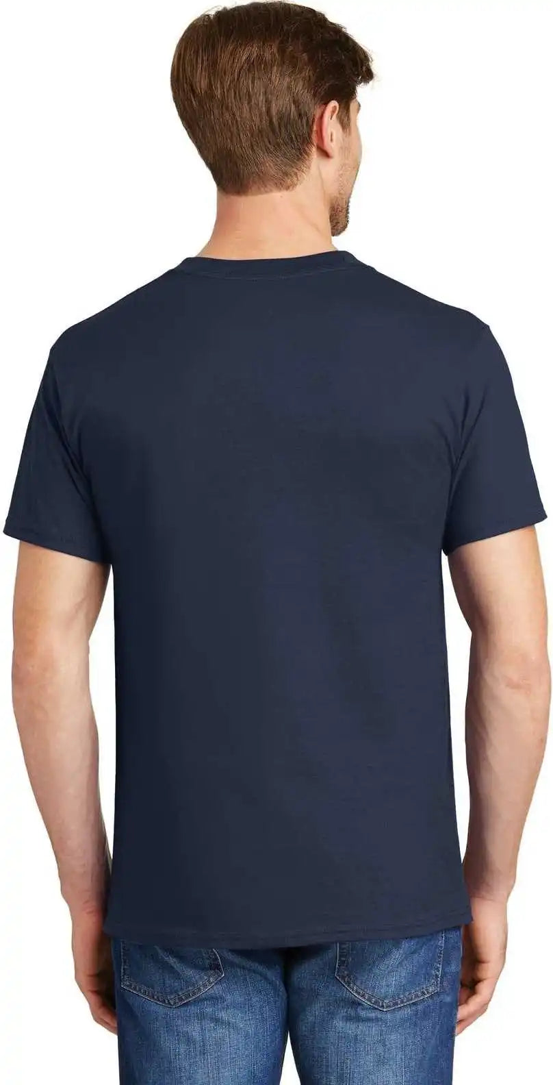 Hanes 5190 Beefy t 100% Cotton Shirt with Pocket Navy