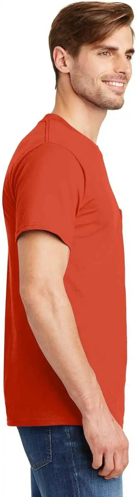 Hanes 5190 Beefy t 100% Cotton Shirt with Pocket Orange